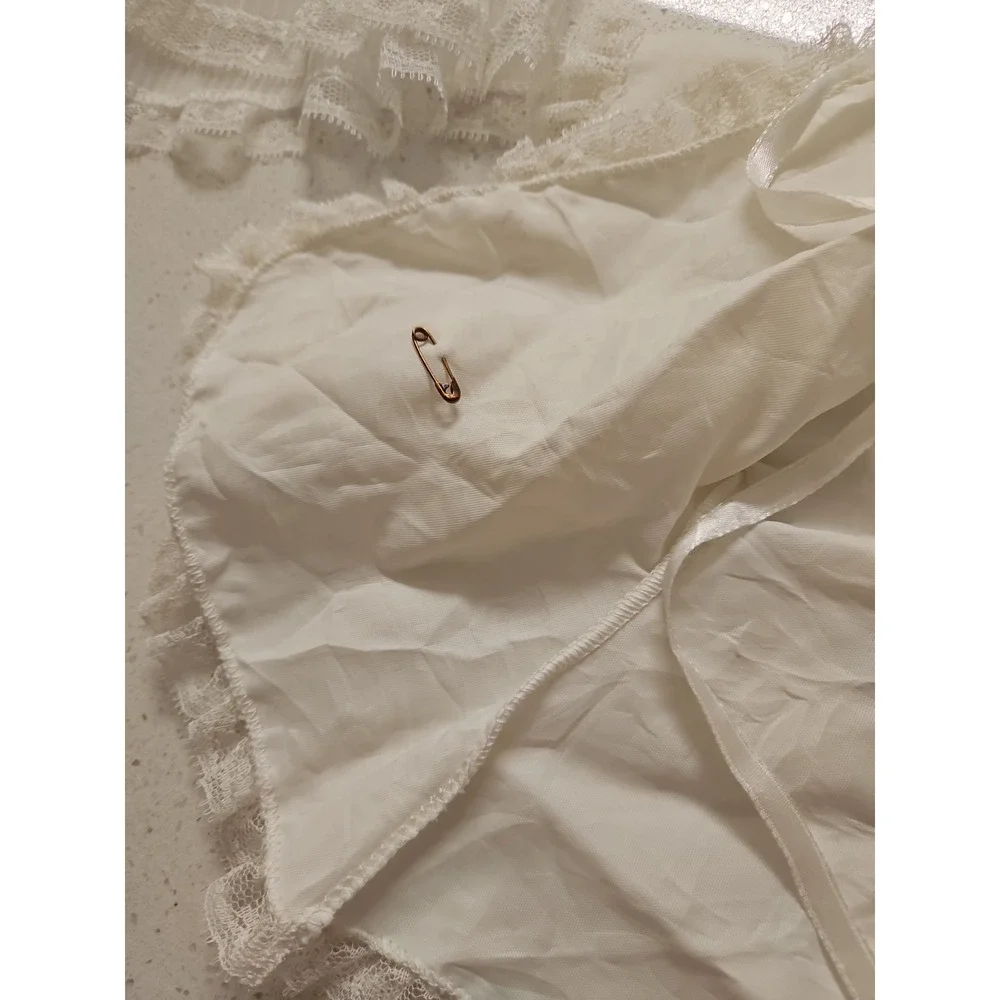 Madonna Original Vintage Baby Christening Dress‎ Pleated White Lace 3 Pc Set